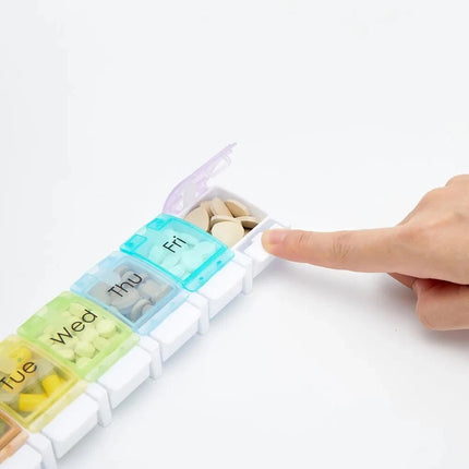 7‑Day Pill & Tablet Sorter Weekly Medicine Storage Box with Easy Push‑Button Design