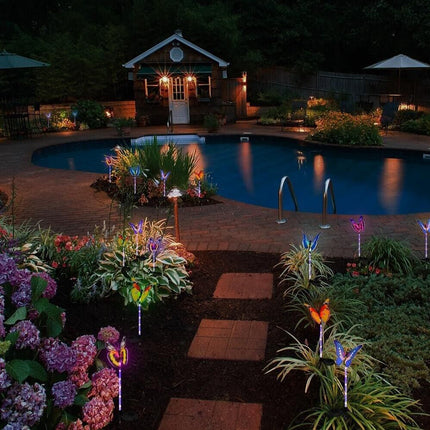 3PCS Solar Powered LED Light Butterfly Outdoor Garden Lawn Stake Lamp Waterproof