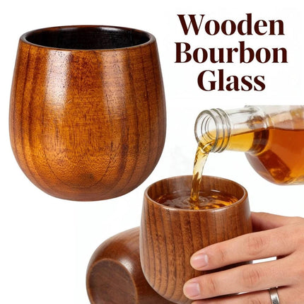 Handcrafted Charred Wooden Bourbon Glass - 240ml Artisanal Whiskey Tumbler