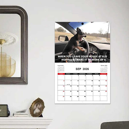 2026 Funny Desk Dogs Calendar, Month-to-View Hanging Dog Calendar for Home & Office