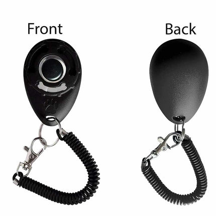2PCS DOG PUPPY SCHOOL CLICKER Professional TRAINING AID Black Pet Trainer