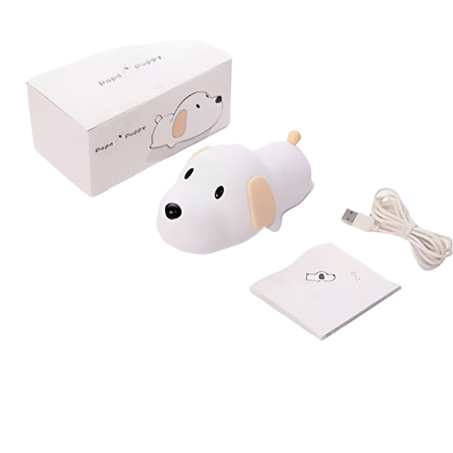 LED Silicone Night Light Rechargeable Cute Puppy Dog Touch Lamp Kids Bedroom Gift