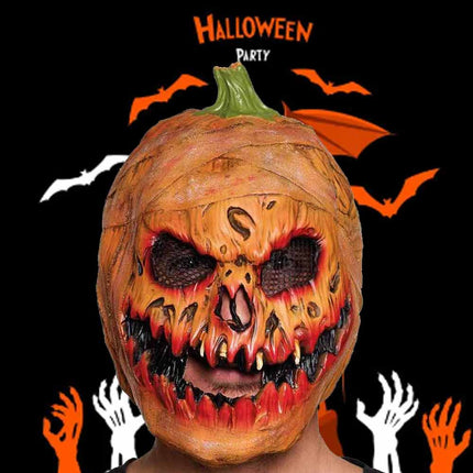 Adult Latex Pumpkin Head Mask Scary Halloween Horror Fancy Dress