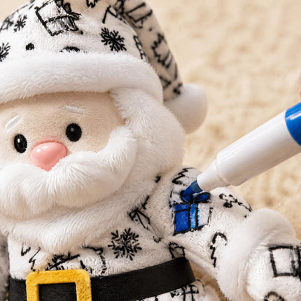 DIY Paintable Blank Santa Claus Plush Toy, Unpainted Christmas Stuffed Doll for Hand‑Painting Craft Project