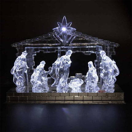 Acrylic Light‑Up Nativity Scene Centerpiece with LED Colour Changing & Christmas Music