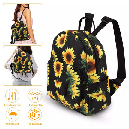 Mini Sunflower Pattern Women Backpack Crossbody Handbag