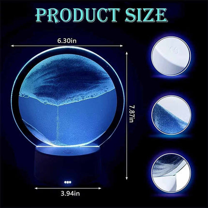 3D Moving Sand Picture LED Quicksand Table Lamp Sandscape Hourglass 16 Colours