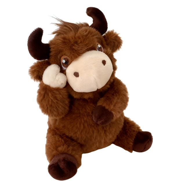Fluffy Plush Farm Animal Toys - Black-White Cow, Pink Pig & Brown Highland Cow Plush Stuffed Dolls