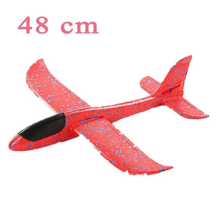 48CM Foam Glider Stunt Plane, Hand Thrown Outdoor Toy with Headlight, Color Random