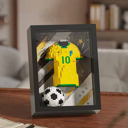 3D Football Jersey Brick Display with Art Frame, Wall & Desk Decor Gift for Soccer Fans