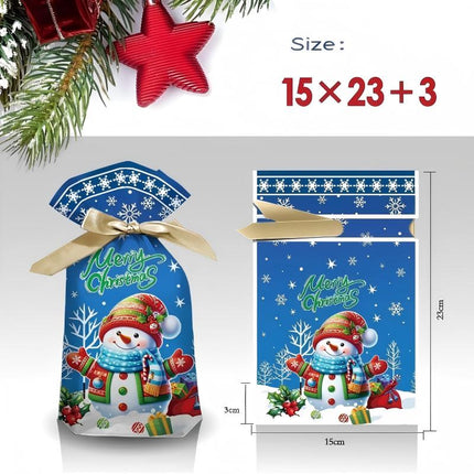 50PCS Christmas Wrapping Bags - 3 Cute Patterns Festive Gift Bags for Christmas Day, 15X23CM Portable Gift Bags Perfect for Holiday Presents