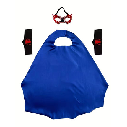 4Pcs Superhero Cosplay Costume, Boys Girls Fancy Dress Kit with Cape & Mask