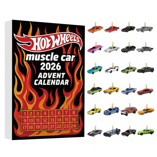 24-Day Advent Calendar 2026, Hot Wheels 2D Acrylic Muscle Toy Cars