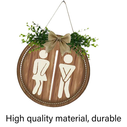 Rustic Round Wooden Toilet Sign 23CM Hanging Gender Door Plaque Bathroom Wall Home Decor