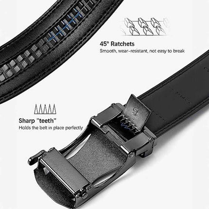 Mens Leather Belt Detachable Waistband Cuttable Strap Automatic Steel 120CM