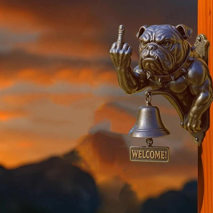 Funny Bulldog Design Doorbell - Rustic Cast Iron Door Ring
