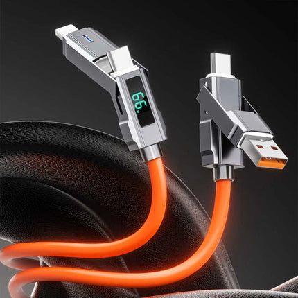 4-in-1 Digital Display USB Type-C PD 100W Fast Charging Cable for iPhone & Android