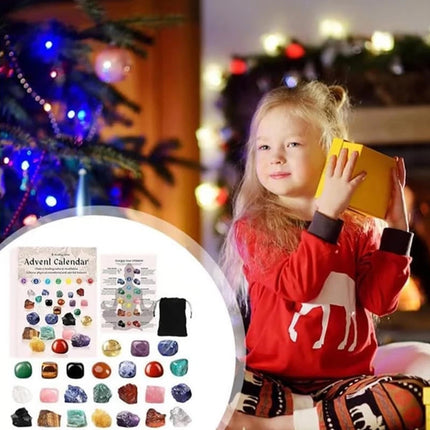 Christmas Crystal Advent Calendar 2025 - 24 Healing Crystals Mineral Countdown Gift Box