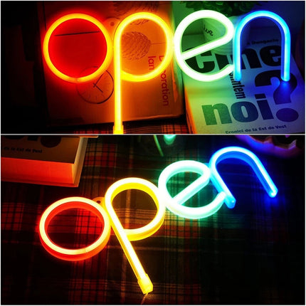 LED Shop Open Sign Light Bar Hotel Restaurant Window Hanging Display Lights
