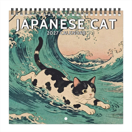 Japanese Cat 2027 Wall Calendar Month to View Hanging Calendar Cat Calendar