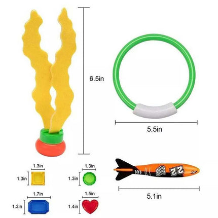 19pcs Kids Underwater Diving Toys Dive Ring and Seaweeds Swimming Pool Toy Game