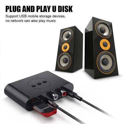 NFC Bluetooth 5.0 Wireless Receiver 3.5mm AUX to 2 RCA Audio Stereo Adapter