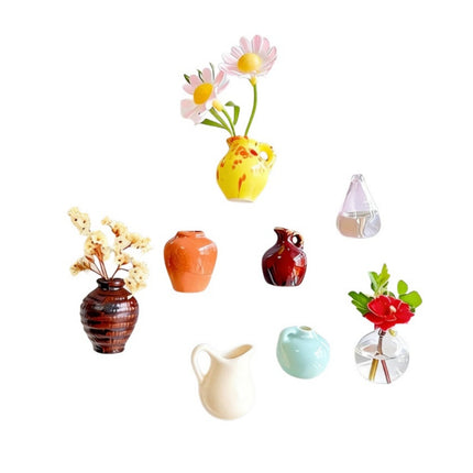 3D Flower Vase Refrigerator Magnets (Vase Only, No Flowers), 8-Piece Set, Home Decor Accessories