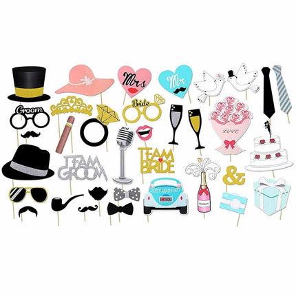 52X Set Wedding Photo Booth Props Kit Bridal Shower Bachelorette Party Supplies