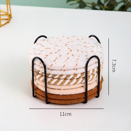 8Pcs Non-Woven Drink Coaster Set, Non-Slip Heat Resistant Cup Mats with Decorative Iron Frame