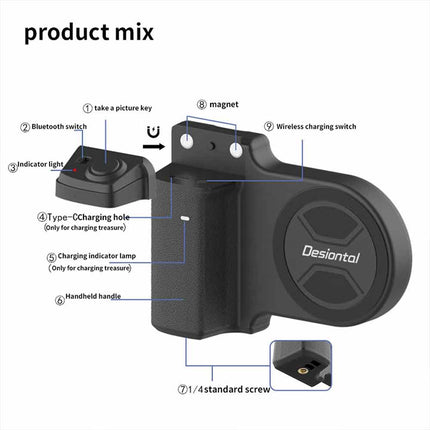 360° Rotatable Magnetic Phone Grip Holder, Universal Selfie Remote Bracket