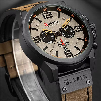 Men's Business Casual Quartz Wrist Watch, Leather Strap Analog Male Dress Watch