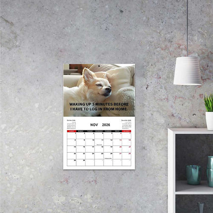 2026 Funny Desk Dogs Calendar, Month-to-View Hanging Dog Calendar for Home & Office