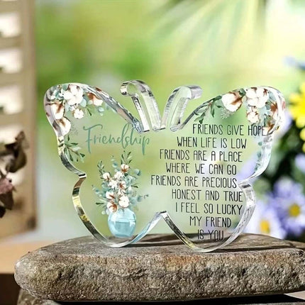 Heart Acrylic Plaque Friendship Gift for Her Birthday & Thank You Present 12cm
