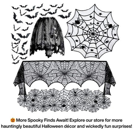 Halloween Lace Cobweb Lamp Shade Cover with Spider, Gothic Fireplace Party Decor, No Lamp Included