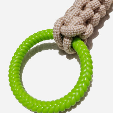 Durable Cotton Rope Dog Tug Toy with Rubber Ring, for Large Dogs
