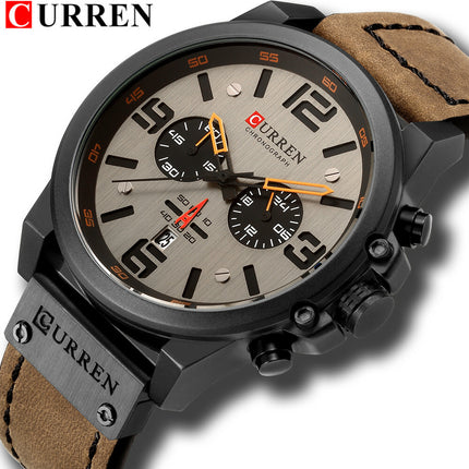 Men's Business Casual Quartz Wrist Watch, Leather Strap Analog Male Dress Watch