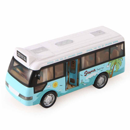 Simulation Bus Toys Model with Sound & Light and Opening Doors Vehicle Kids