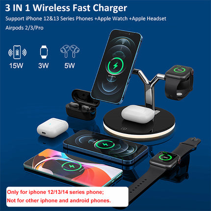 3‑in‑1 Wireless Charging Dock Station, Multi‑Device Wireless Charger for Smart Watch & Mobile Phone