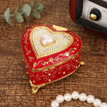 Vintage Alloy Jewellery Trinket Box, Ring & Necklace Storage Organiser, Gift Present