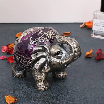 Elephant Ashtray with Lid - Windproof Metal Type for Outdoor & Indoor