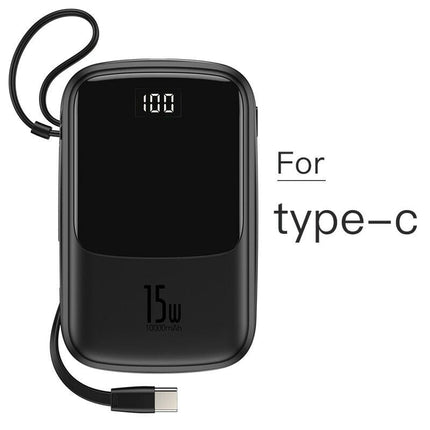 Baseus 10000mAh Mini Power Bank Built in Cables For iPhone 14 13 12 11 Pro Max