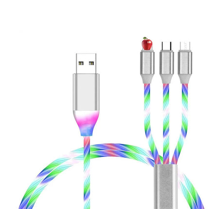 4Pcs 1M LED Flowing Light Charging Cable, 3 in 1 Multi Connector Charger Cord