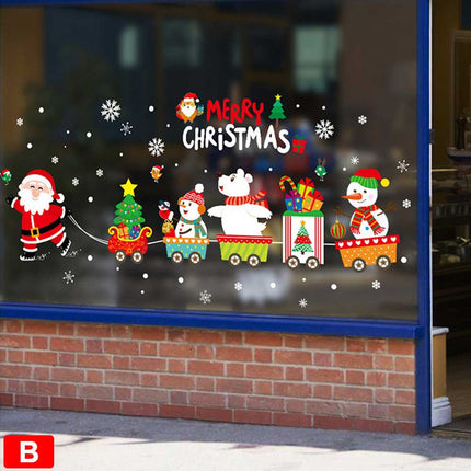 Christmas Santa Removable Window Stickers Festival Art Decal Wall Shop Home Xmas
