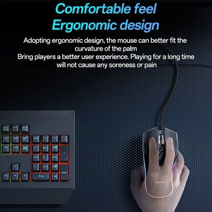 Wired RGB Gaming Mouse, 7200 DPI Optical Sensor, 6 Programmable Buttons, for PC & Laptop