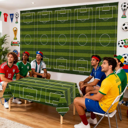 2 Pack Football Themed PE Tablecloth, Disposable Waterproof Table Cover for Sports Party Decoration