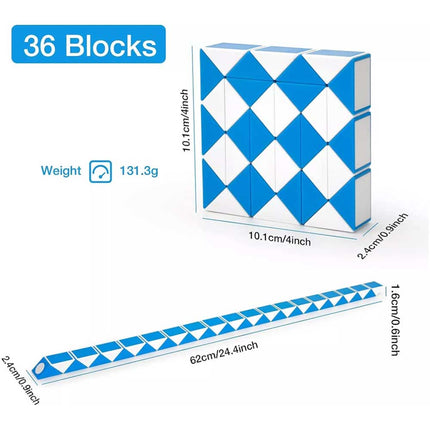 Magic Snake, 36 Blocks Snake Puzzle, Twisty Magic Ruler, Brain Teaser Toy