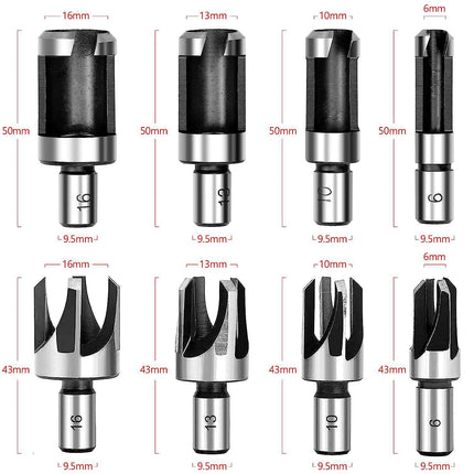 8PCS Kit Wood Plug Cutter Dowel Cutting Tools Drill Tenon Woodworking 6-16mm