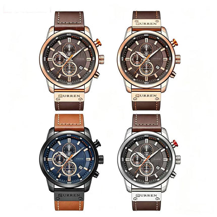 Waterproof Multifunction Chronograph Quartz Sports Casual Wrist Watch for Men