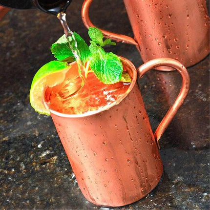 450ML Pure Copper Moscow Mule Mug, Gold Copper Drinking Cup for Coffee Beer Cocktail & Camping
