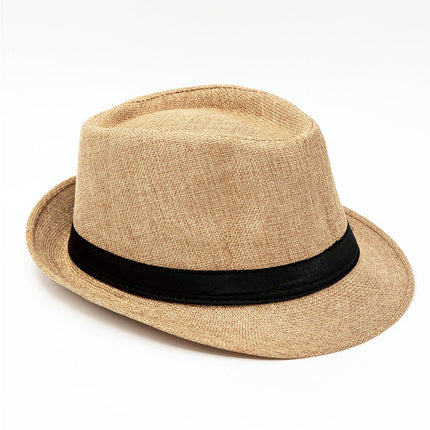 Men's Fedora Hat Trilby Summer Beach Sun Straw Hats Men Womens Panama Cap Brim